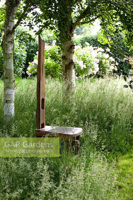 Eastgrove Cottage garden - Rustic chair made from a Nepalese cartwheel