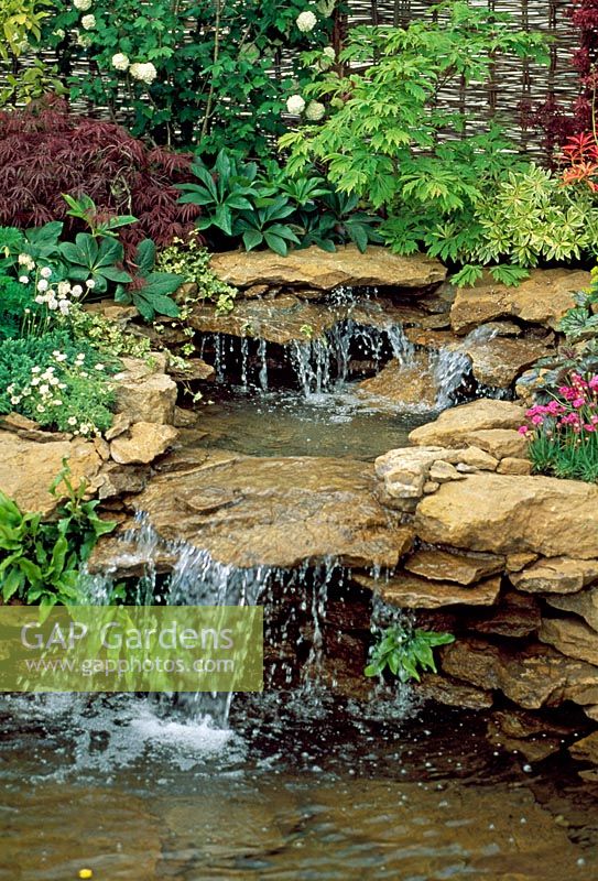 A natural water garden at the RHS Three Counties Agricultural Society Spring Show, 2003