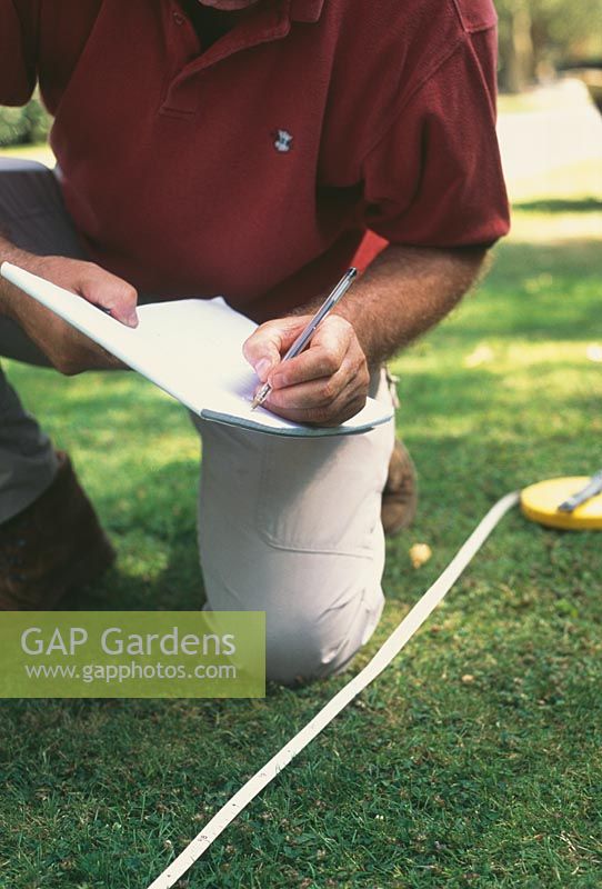 Measuring and marking out plots - As you work, record all of your measurements and observations carefully onto a notepad. Be methodical and keep separate parts of the garden on separate bits of paper