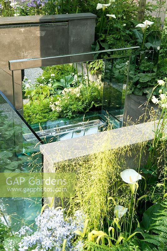 Glass and mirrored walls in 'A Joy Forever' Garden, Silver medal winner at RHS Chelsea Flower Show 2010 