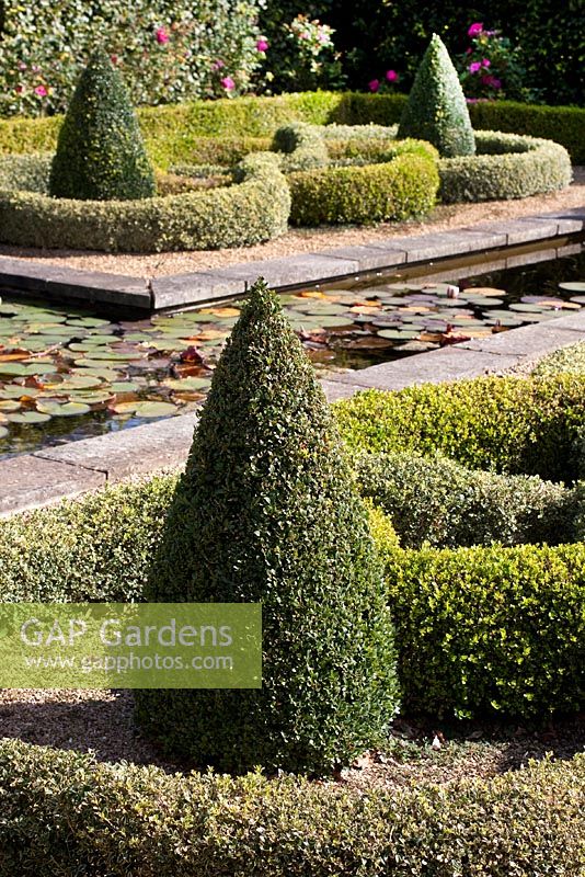Formal pool and Knot Garden, Barnsdale Garden