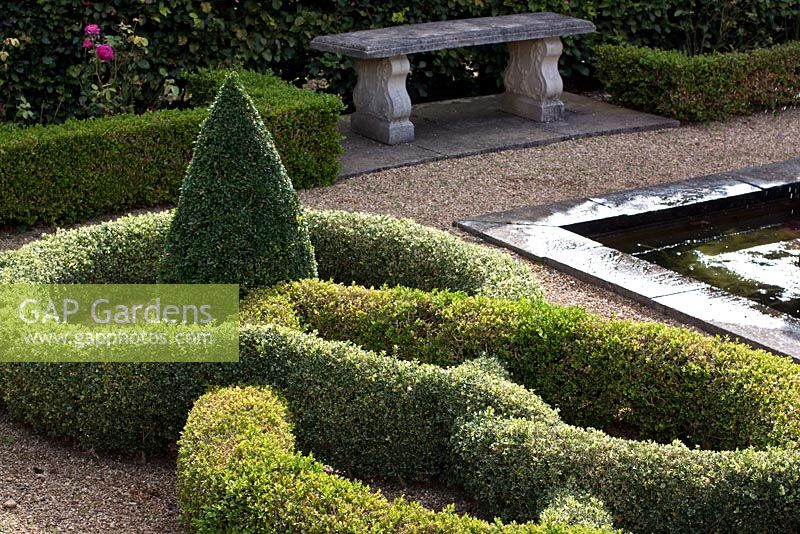 Formal pool and Knot Garden, Barnsdale Garden