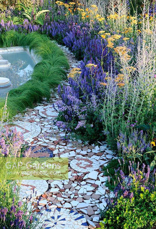 Garden Path from reclaimed crockery - 'An Uprising of Kindness', Silver medal winner at RHS Hampton Court Flower Show 2010