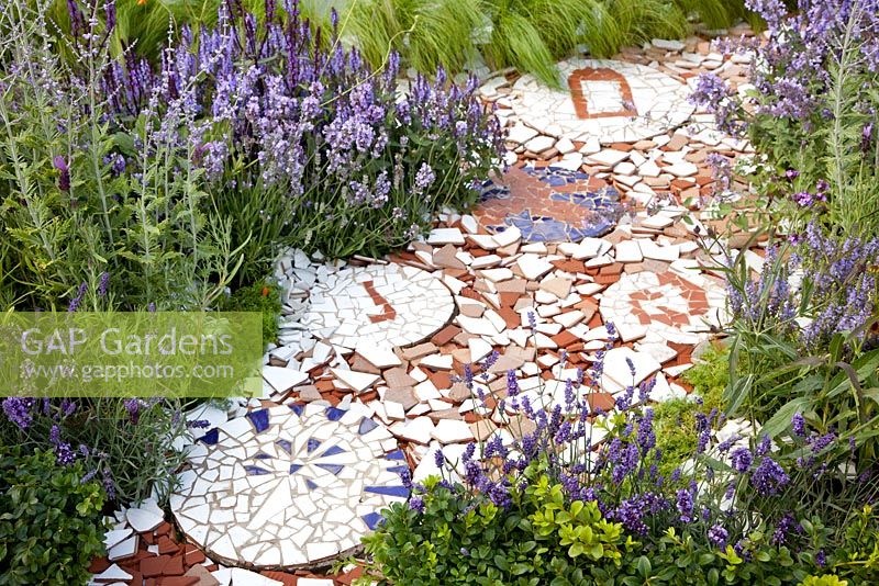 Garden Path from reclaimed crockery. 'An Uprising of Kindness', Silver medal winner at RHS Hampton Court Flower Show 2010
 