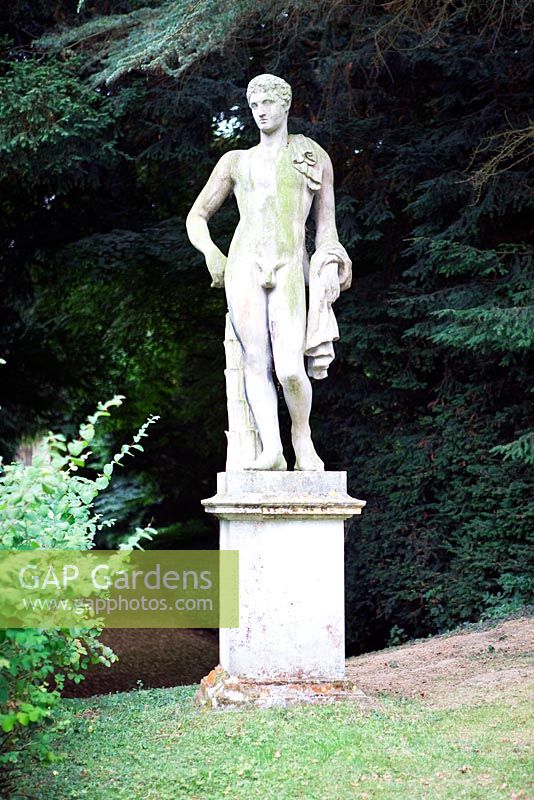 Statue of Apollo at end of the Long Walk - Rousham Park House and Garden, Bicester, Oxfordshire, designed by William Kent 1685-1748