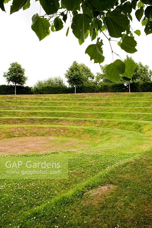 Landform by Kim Wilkie. Great Fosters, Surrey, July. Historic Garden Grade II. 