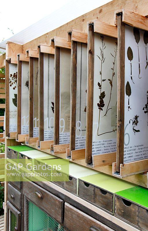 Plant information posters and seed drawers - Chaumont 2010