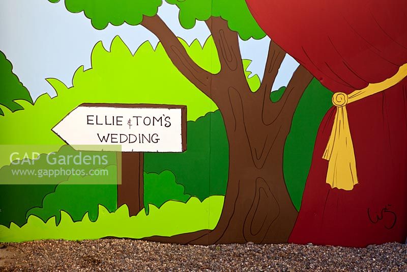 Part of wedding mural painted by Liz - Croesllanfronfro Farm, Rogerstone, Newport, South Wales