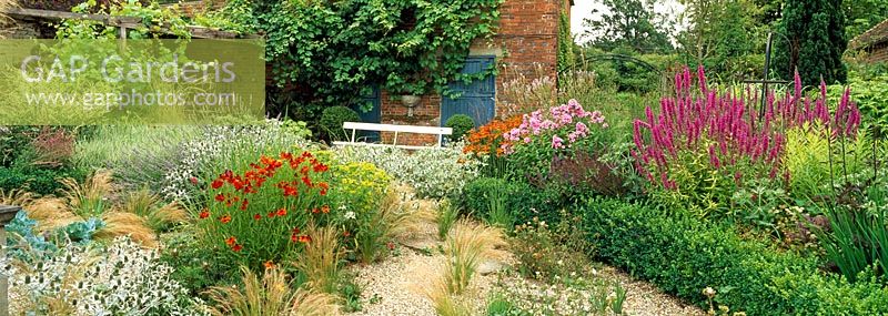 Late summer flowering perennials and grasses at The Coach House, Hampshire