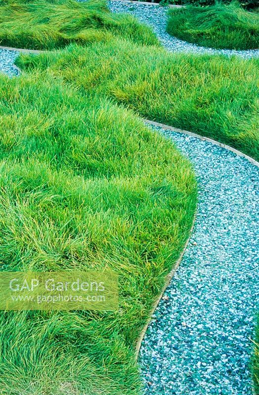 Path of glass chippings in Trajectoire midifee - International Festival of Gardens, Chaumont-sur-Loire, Freance, 2000