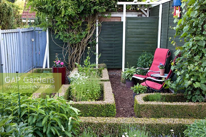 Herb garden with seating area 