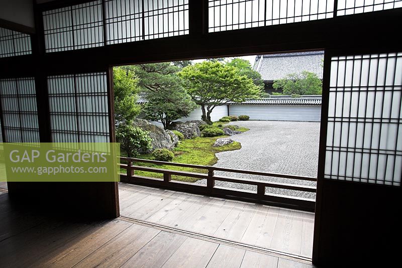 Looking out from Abbot's Quarters in the Leaping Tiger Garden, designed by Kobori Enshu - Nanzen-ji, Kyoto, Japan