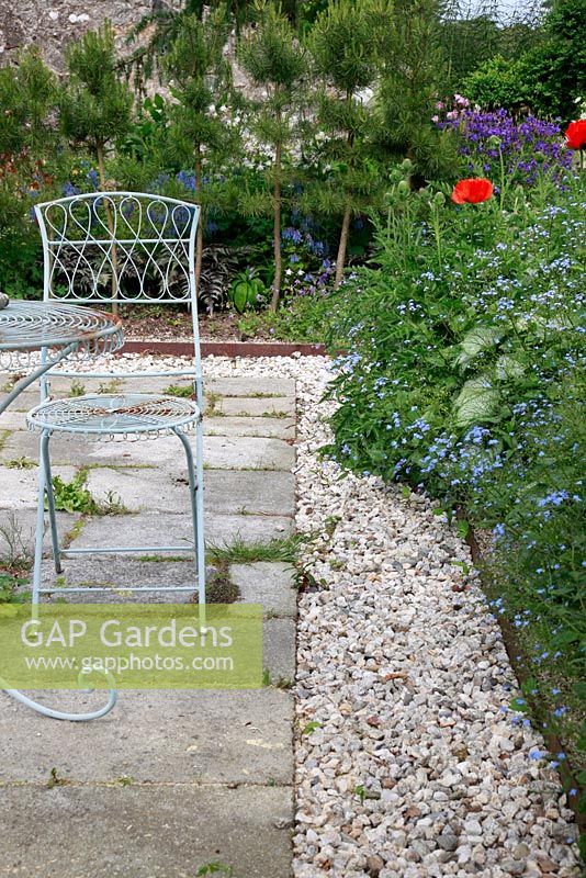 Gravel edging to borders - June Blake's garden and nursery Co. Wicklow, Ireland 