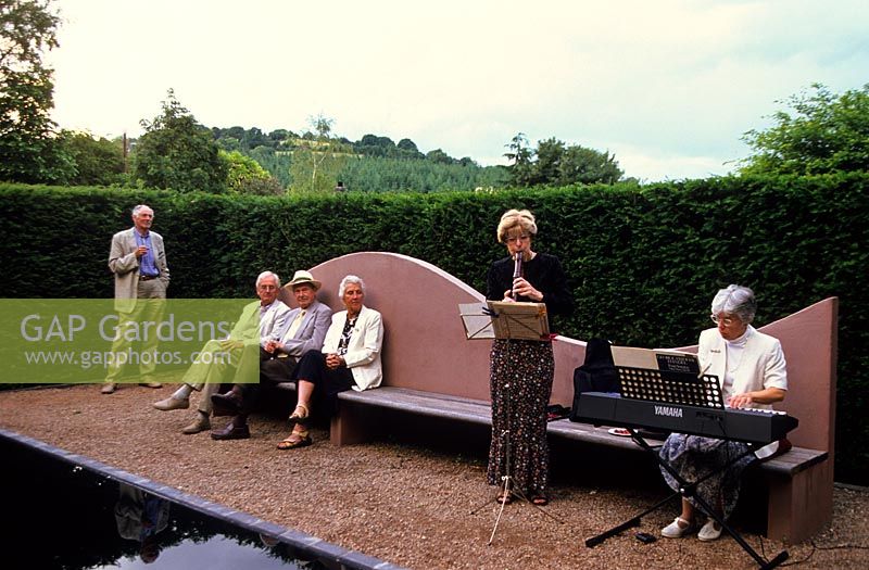 Music in the Reflecting Pool at Gwent National Trust Garden Party 2004 - Veddw House Garden