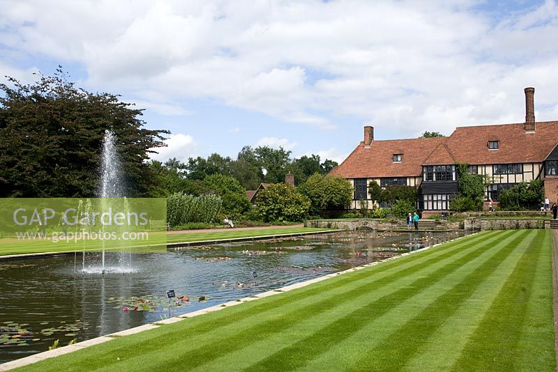 Fountain and pond - RHS Wisley Garden. UK