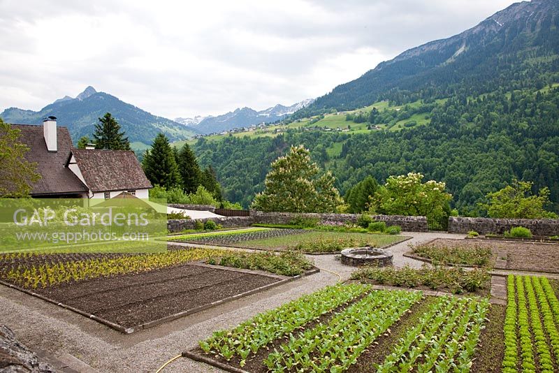 A cloister garden with vegetables in the Great Walser Valley, Austria