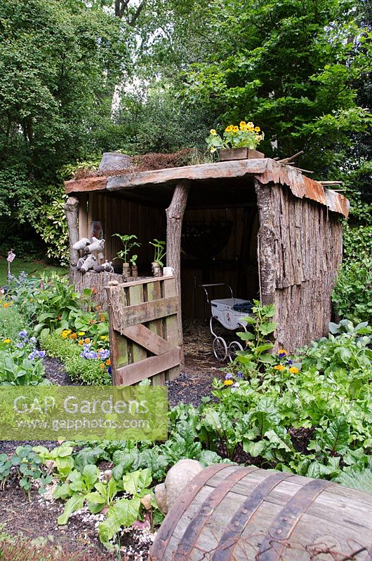 rustic shed in in country garden