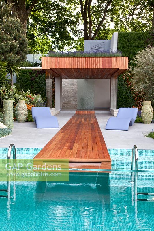 Mediterranean style swimming pool. 'A Monaco Garden', Gold medal winner, RHS Chelsea Flower Show 2011 
