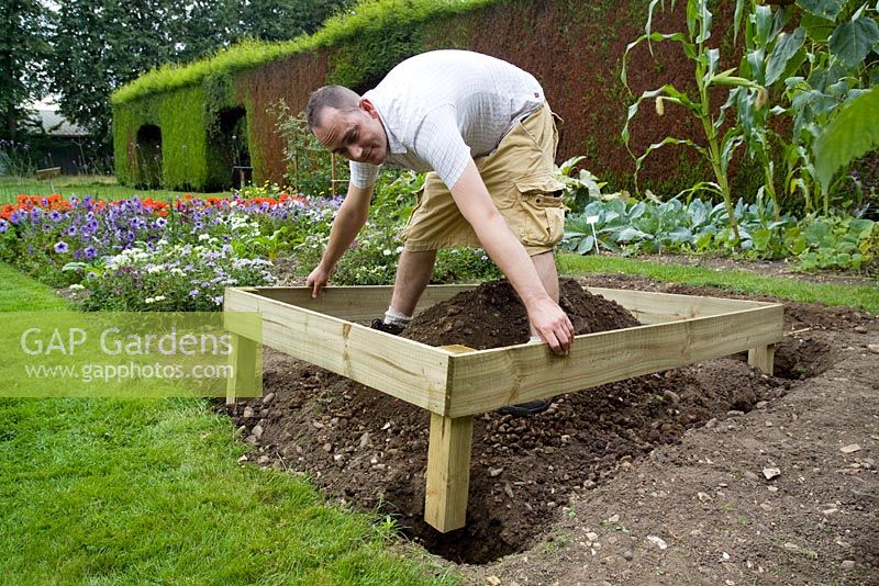 step by step, making a raised bed - positioning finished project