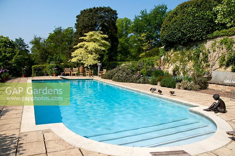 The poolside terrace, Pashley Manor gardens