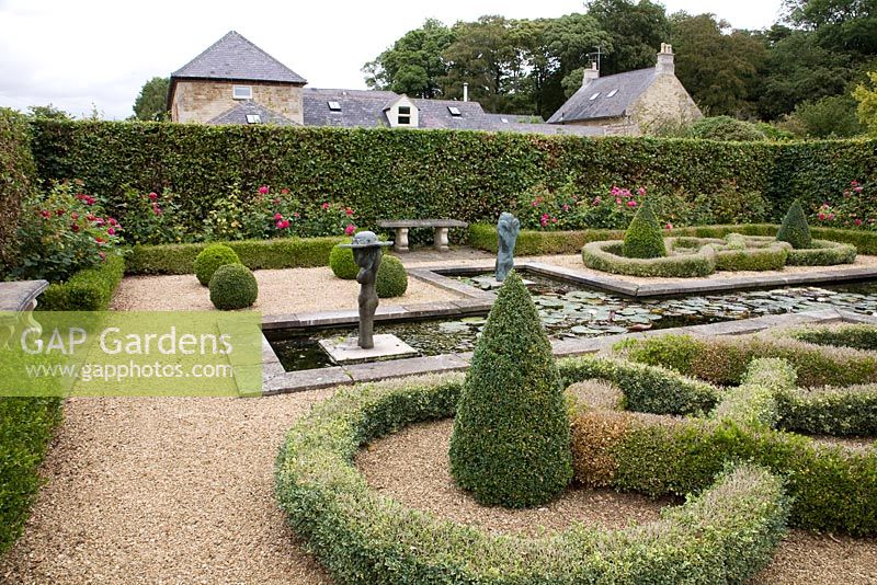 Formal Pond and knot garden - Barnsdale Gardens
 