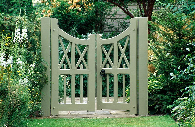 Gate into Alice's garden at Wollerton Old Hall, Shropshire