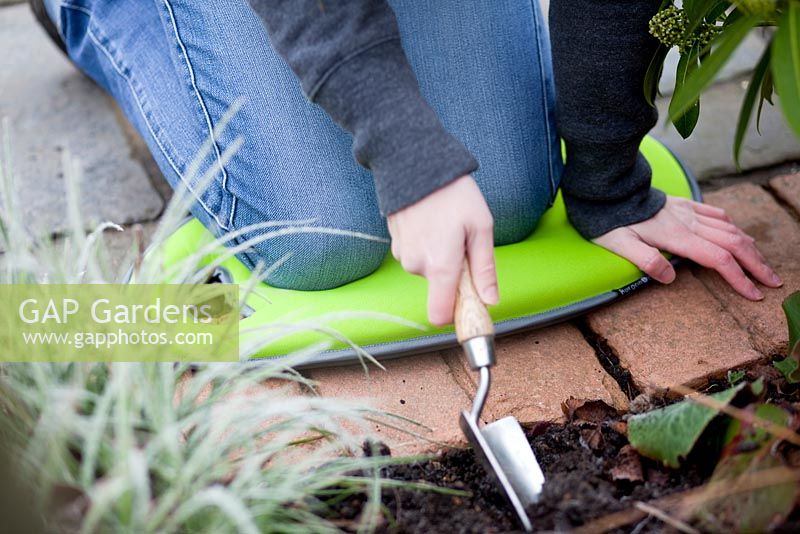Gardeners kneeling pad in use