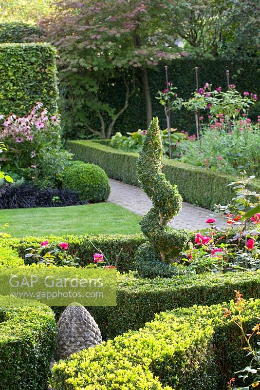 Clipped Fagus sylvatica hedges and Buxus topiary - Huys en Hof