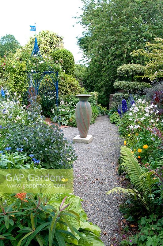 Urn in centre of path at Preen Manor, Shropshire
