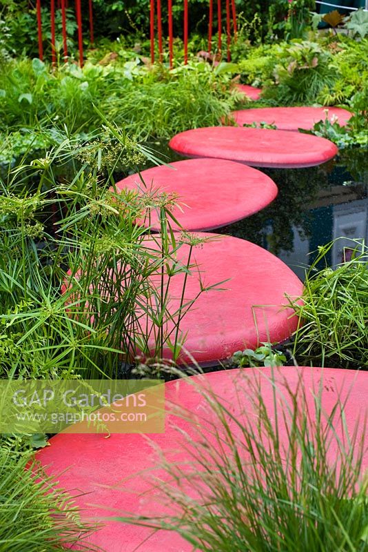 Red stepping stone path - 'British Heart Foundation Garden', Silver Medal Winner, RHS Chelsea Flower Show 2011 