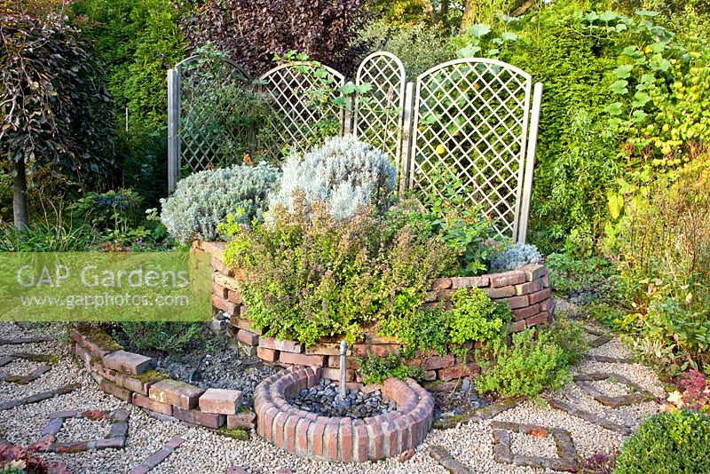 Brick spiral herb garden - raised bed 