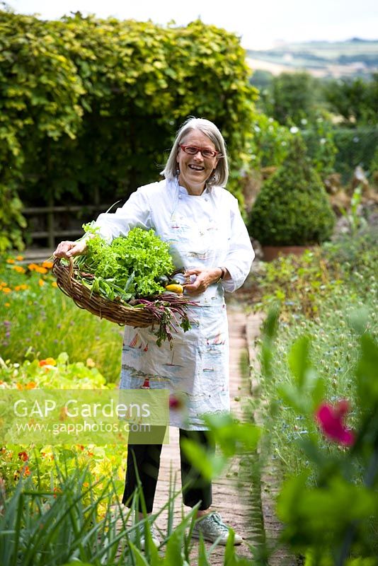 Darina Allen in the vegetable garden at Ballymaloe Cookery school