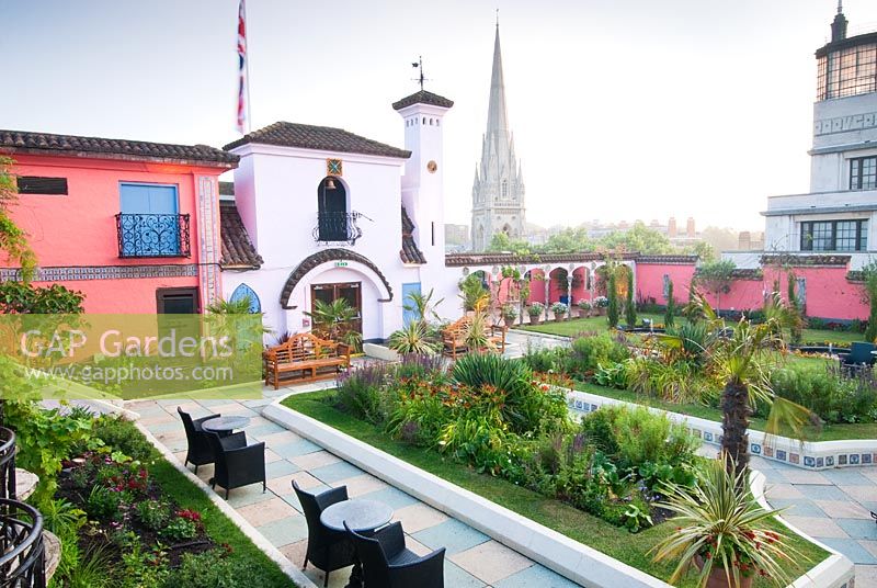 View of The Spanish Garden at The Roof Gardens, Kensington