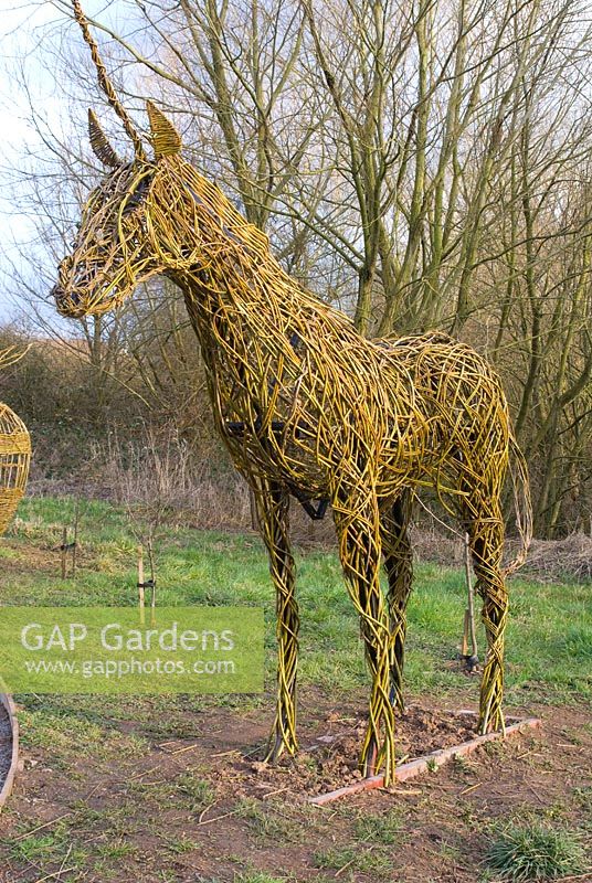Woven willow horse sculpture 