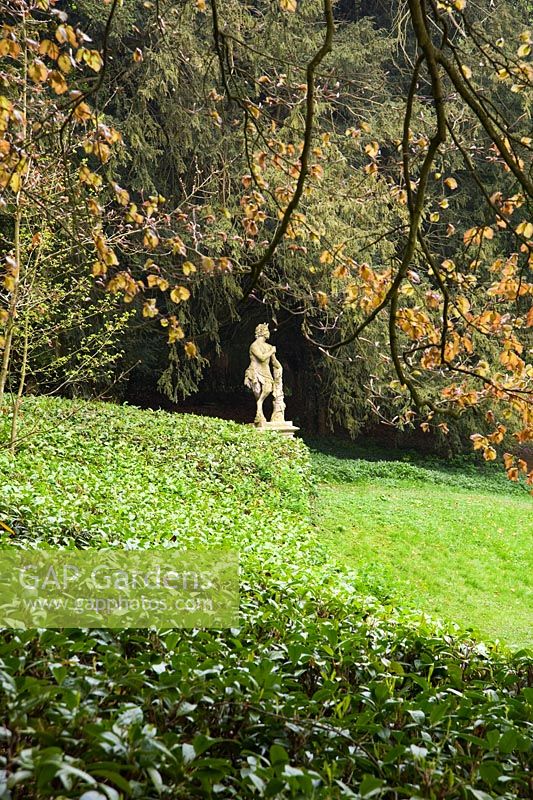 Statue of satyr in Venus' Vale - Rousham House, Bicester, Oxon, UK