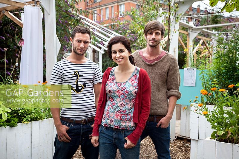 Left to Right - Thomas Kendall, Heather Ring and Jarred Henderson - Urban Physic Garden, London