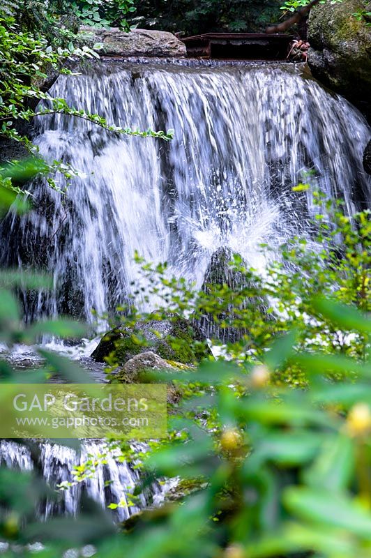 Waterfall in Japanese garden, Wroclaw