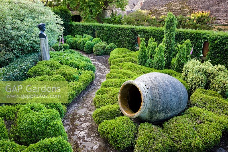 The Informal Topiary Garden and pot, Highgrove Garden,   June 2008.