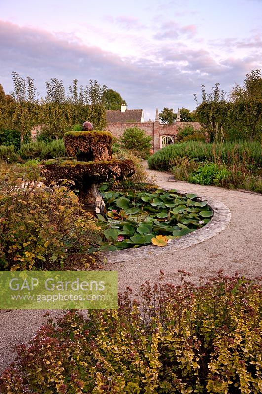 The Walled Garden and water fountain, Highgrove Garden, September 2009. 