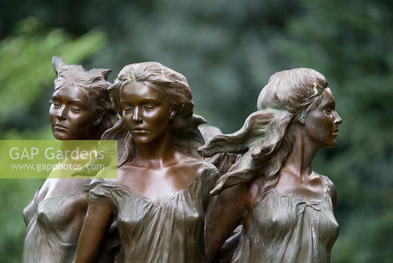 The daughters of Odessa bronze sculpture, The Arboretum, Highgrove Garden, August 2007. 