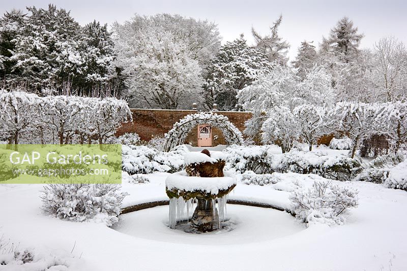 The Walled Garden in snow, Highgrove Garden, January 2010.
