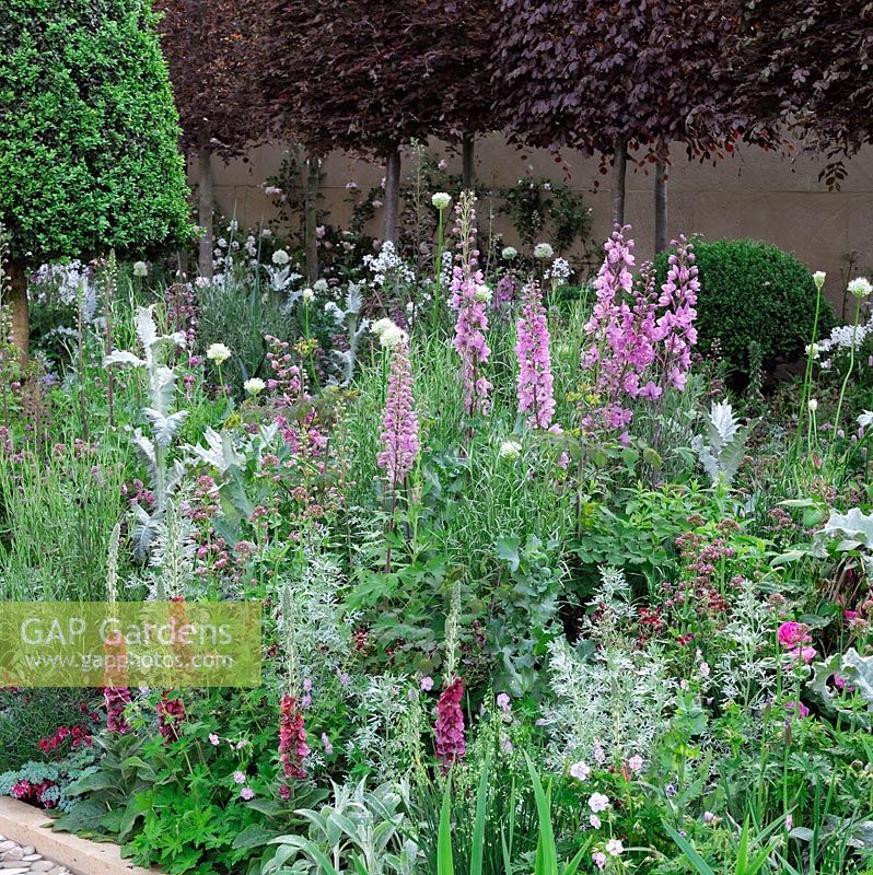 Perennial flower bed in formal garden. The Laurent-Perrier Bicentenary Garden 