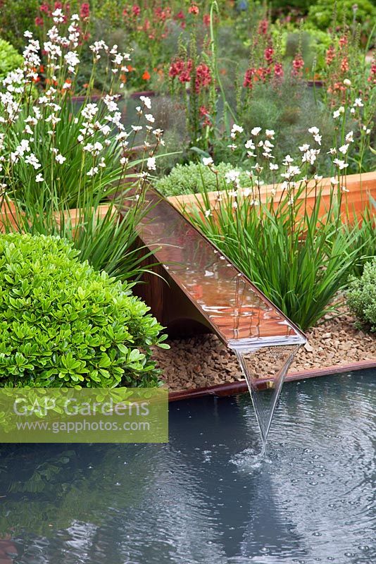 Aquaduct water feature and pool - Homebase Teenage Cancer Trust Garden, Gold Medal winner - RHS Chelsea Flower Show 2012 
