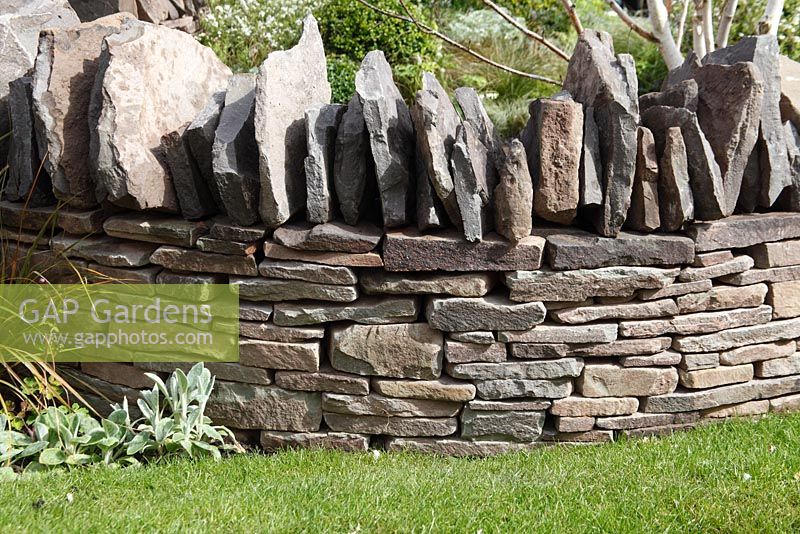 Garden wall built from natural stone