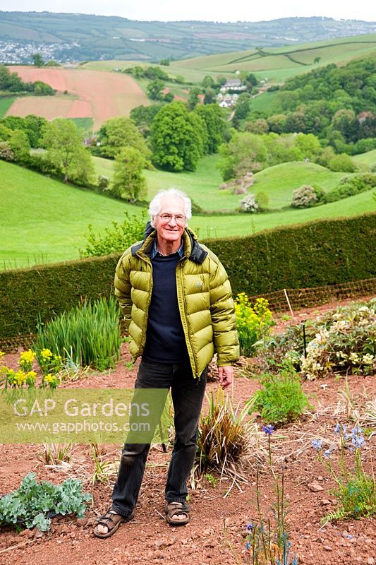 Ray Brown, plant breeder and seed supplier pictured in his trials field. Plantworld,  Devon, UK