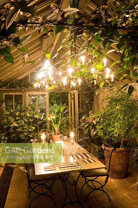 Conservatory with lighting
