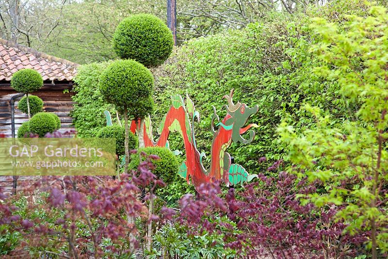 The Dragon Garden in spring - West Green House, Hampshire