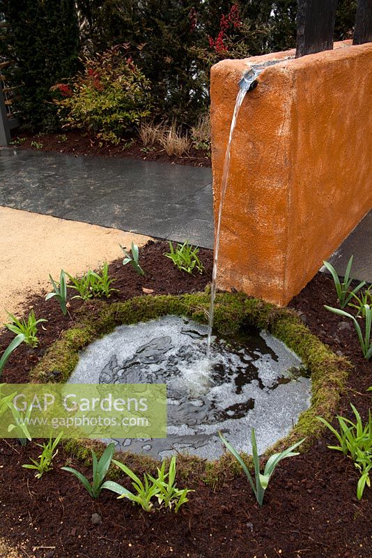Modern water feature seen at Floriade 2012 world Horticultural Expo Venlo Holland