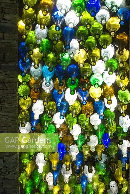 Detail of dome constructed using thousands of glass bottles - Westonbury Mill 
 