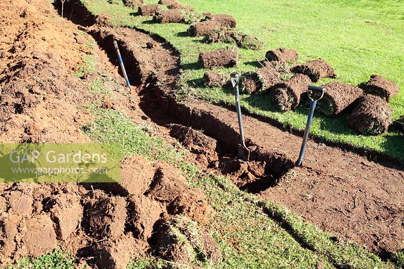 Drainage trench being dug, Kirstenbosch Botanical Garden, Cape Town, South Africa